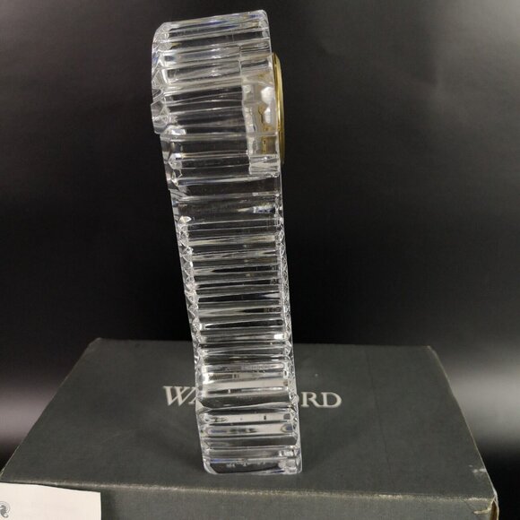 WATERFORD  Ireland Crystal Grandfather Gold Faced Clock Signed Needs Battery - Picture 9 of 15